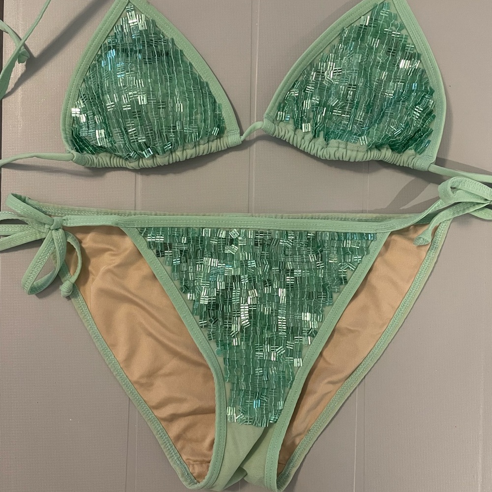Victoria’s Secret Green Sequin Bikini Set